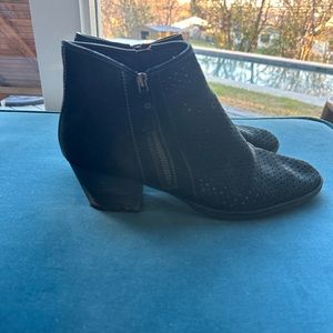 Earth Perforated Leather Ankle Boots